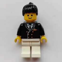Pilot, Woman, Black Jacket with Tie and Airplane Badge, White Legs, Black Hair