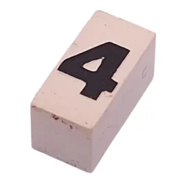 Modulex Tile 1 x 2 with Black '4' Print, without Internal Supports