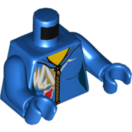 Lego Torso Jumpsuit with Zipper, White and Gold Markings and Classic Space Logo Print, Blue Arms and Hands / Blue