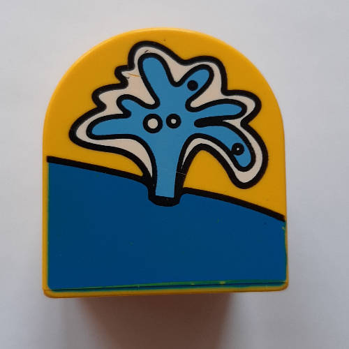 Lego Duplo Brick 2 x 2 x 2 Curved Top with Water Spout Print / Yellow