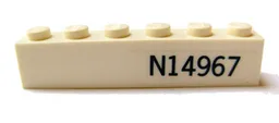 Brick 1 x 6 with Dark Blue 'N14967' Pattern on Both Sides (Stickers) - Set 7628