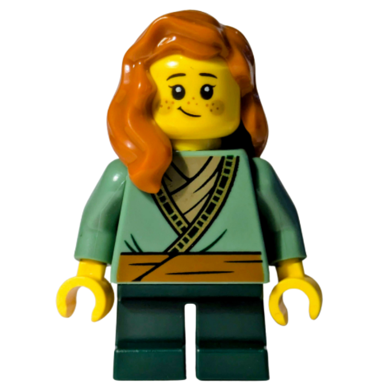 Lego Elf, Sand Green Torso, Dark Green Legs, Dark Orange Hair