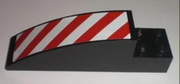Slope, Curved 8 x 2 x 2 with 4 Recessed Studs with Red and White Danger Stripes Pattern Left (Sticker) - Set 7632