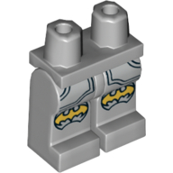 Lego Hips and Light Bluish Gray Legs with Silver Armor Plates and Gold Bat Knee Pads Print (Batman) / Light Bluish Gray