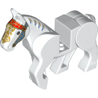 Lego Animal, Horse, Moveable Legs with Gold Bridle and Decorations Print