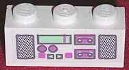 Brick 1 x 3 with Radio and Dual Cassette Pattern Dark Pink/Light Green (Sticker) - Set 5835