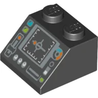 Brick Sloped 45° 2 x 2 with Silver Control Panel and Screen Print / Black