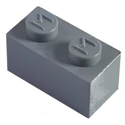 Modulex Brick 1 x 2 with M on Stud / Modulex Light Gray