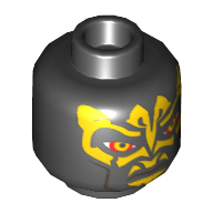 Lego Minifig Head Savage Opress, Yellow Zabrak Markings Print [Blocked Open Stud] / Black