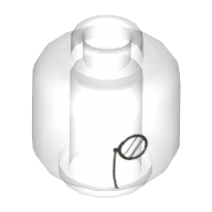 Lego Minifig Head Gentleman Ghost, Monocle on Chain Print [Hollow Stud] / Trans-Clear