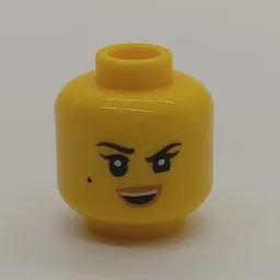 Minifig Head Nya, Eyebrows, Beauty Mark, Smile / HUD with Medium Azure Highlights Print / Yellow