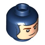 Lego Minifig Head Captain America, Balaclava, Light Nougat Face, Clenched Teeth / Smile Print / Dark Blue