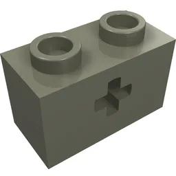 Technic Brick 1 x 2 with Axle Hole Type 1 [+ Opening] and Bottom Ridges / Dark Gray