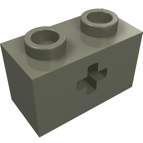 Lego Technic Brick 1 x 2 with Axle Hole Type 1 [+ Opening] and Bottom Ridges / Dark Gray
