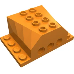 Engine Block 4 x 6 x 2 with Wedged Center, Recessed Edges and Pin Holes / Orange
