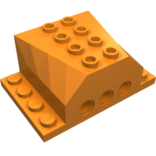 Lego Engine Block 4 x 6 x 2 with Wedged Center, Recessed Edges and Pin Holes / Orange