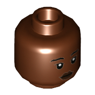 Lego Minifig Head Jannah / Vi Moradi / Kayla Watts, Thin Eyebrows, Dark Brown Lips Print / Reddish Brown
