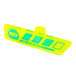 Minifig Gameplayer Label Medium Azure with Ninja Head, Stripes Print / Trans-Neon Green