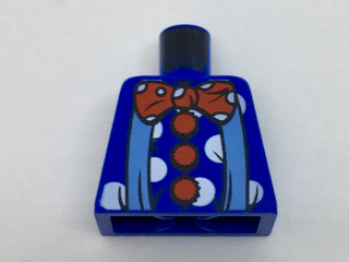 Lego Torso Blue Suspenders and Red Polka Dot Bow Tie and Buttons Pattern (Clown) / Blue