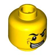 Minifig Head Paintball Player, Angry Eyebrows, Bared Teeth and Wrinkles Print [Blocked Open Stud] / Yellow