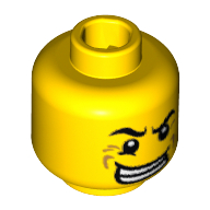 Lego Minifig Head Paintball Player, Angry Eyebrows, Bared Teeth and Wrinkles Print [Blocked Open Stud] / Yellow