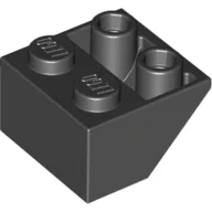 Brick Sloped Inverted 45° 2 x 2 [Ovoid Bottom Pin, Bar-sized Stud Holes] / Black