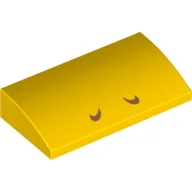 Brick Curved 2 x 4 x 2/3 No Studs with Medium Nougat Markings (Nostrils) Print / Yellow