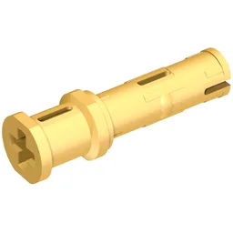 Technic Pin Long with Friction Ridges Lengthwise and Stop Bush [2 Lateral Holes, Small Pin Hole] / Pearl Gold