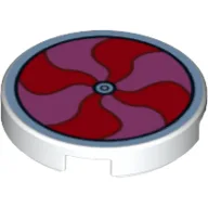 Tile Round 2 x 2 with Psychedelic Swirl Print / White