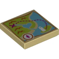 Tile 2 x 2 with Map Heartlake City Bay Print / Tan