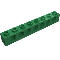 Technic Brick 1 x 8 [7 Pin Holes] / Green