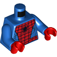 Lego Torso Muscles, Black Webbing and Spider Print (Spider-Man), Blue Arms, Red Hands / Blue