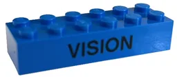 Brick 2 x 6 with Black 'VISION' Pattern (2019 Boost! Summit)