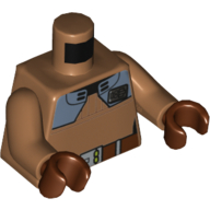 Lego Torso Jacket, Dark Bluish Gray Shoulder Plates, Reddish Brown Belt Print, Medium Nougat Arms, Reddish Brown Hands / Medium Nougat