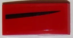 Slope, Curved 2 x 1 x 2/3 with Thin Black Curved Stripe on Red Background Pattern Model Right Side (Sticker) - Set 75874