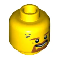 Minifig Head Bill, Brown Eyebrows, Beard, Moustache, Gray Spot / Marking on Temple / Yellow