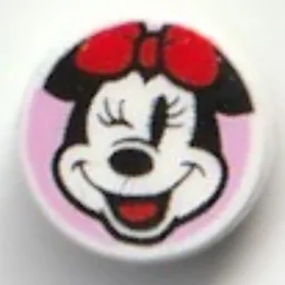 Tile Round 1 x 1 with Minnie Mouse, Wink on Bright Pink Background Print