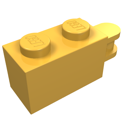 Lego Brick Special 1 x 2 with Vertical Closed Handle Inset from Edge / Bright Light Orange