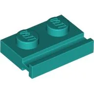 Plate Special 1 x 2 with Door Rail / Dark Turquoise