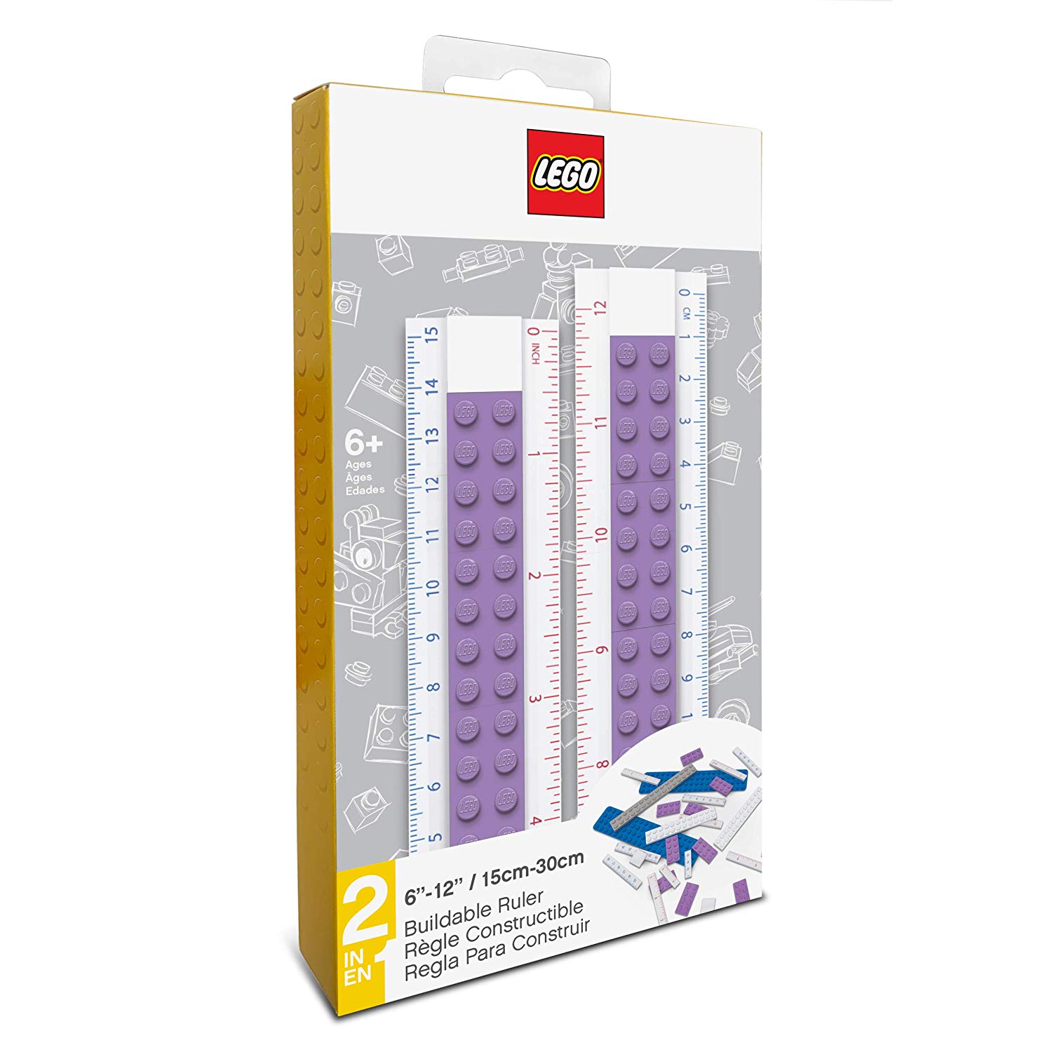 Lego Buildable Ruler (Medium Lavender)
