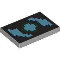 Lego Tile 2 x 3 with Bright Light Blue Pixelated Shapes print / Light Bluish Gray