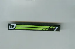 Tile 1 x 8 with 'R' and Lime Stripes and '1' Pattern (Sticker) - Set 8647