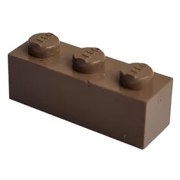 Modulex Brick 1 x 3 with LEGO on Stud / Modulex Brown