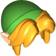 Hair and Hat, Long, Floppy with Light Nougat Ears, Bright Light Orange Hair Pattern / Bright Green