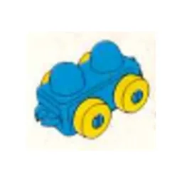 Primo Wheel Base 1 x 2 with Hitches and Yellow Wheels / Blue