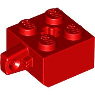 Lego Hinge Brick 2 x 2 Locking with 1 Finger Vertical and Axle Hole [+ Opening] / Red