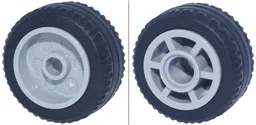Wheel 14mm D. x 11mm with Center Groove, Fake Bolts, 6 Spokes and Flange with Black Tire 21 X 9.9 (5807 / 11209) / Light Bluish Gray