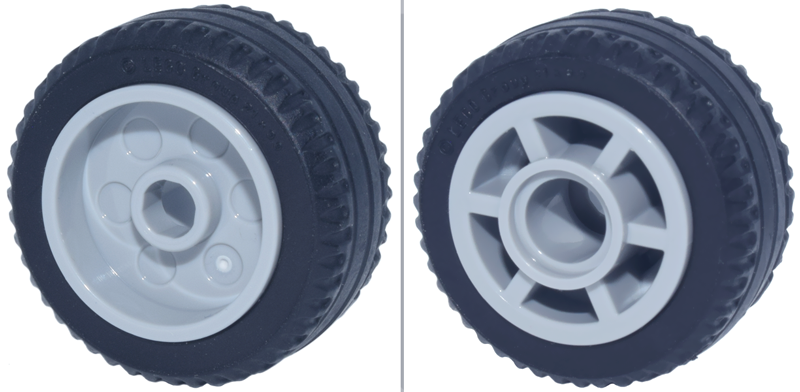 Lego Wheel 14mm D. x 11mm with Center Groove, Fake Bolts, 6 Spokes and Flange with Black Tire 21 X 9.9 (5807 / 11209)
