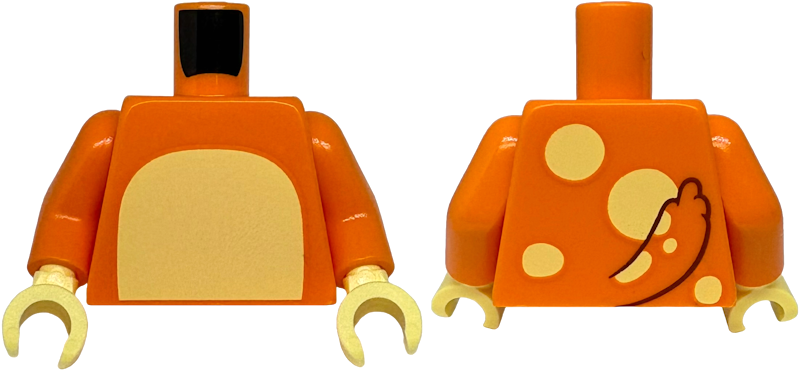 Lego Torso with Bright Light Yellow Stomach, Tail and Spots on Back Pattern / Orange Arms / Bright Light Yellow Hands