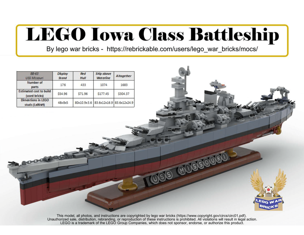 Lego Iowa Class Battleship USS Missouri